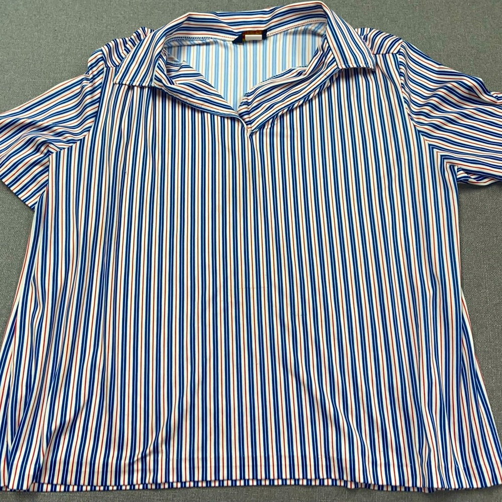 Marlene Striped Collared Shirt Red White Blue